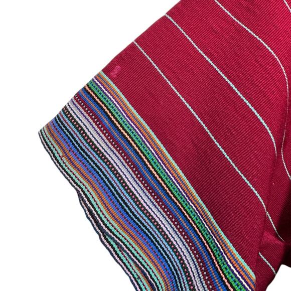 Vintage Guatemalan Huipil Poncho Top Heavy Embroidered Handwoven Boho One Size - Picture 6 of 7